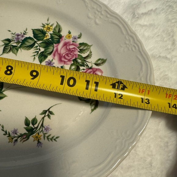 Beverly Rose White Pink Floral Serving Platter Cottagecore Dinnerware Vintage - Picture 10 of 10